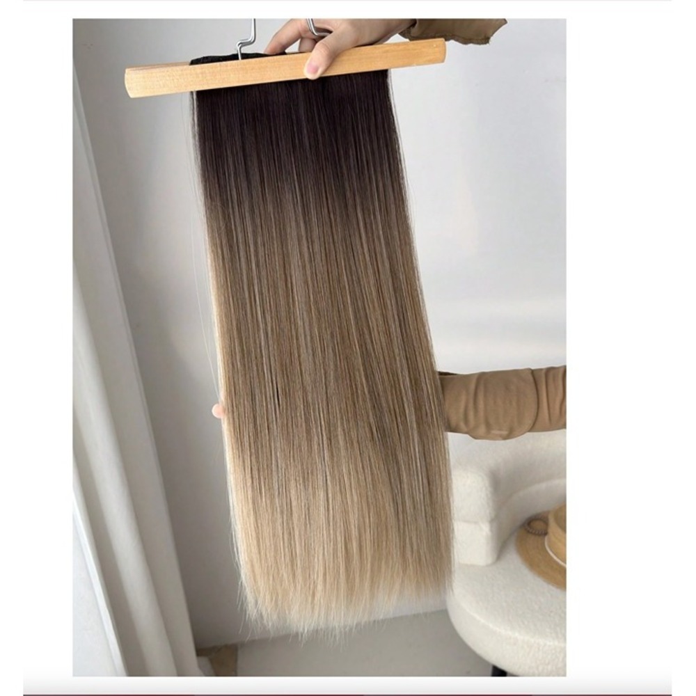 Ombre Brown & Blonde Straight hair Clip in Long Hair Extensions 22 in Set